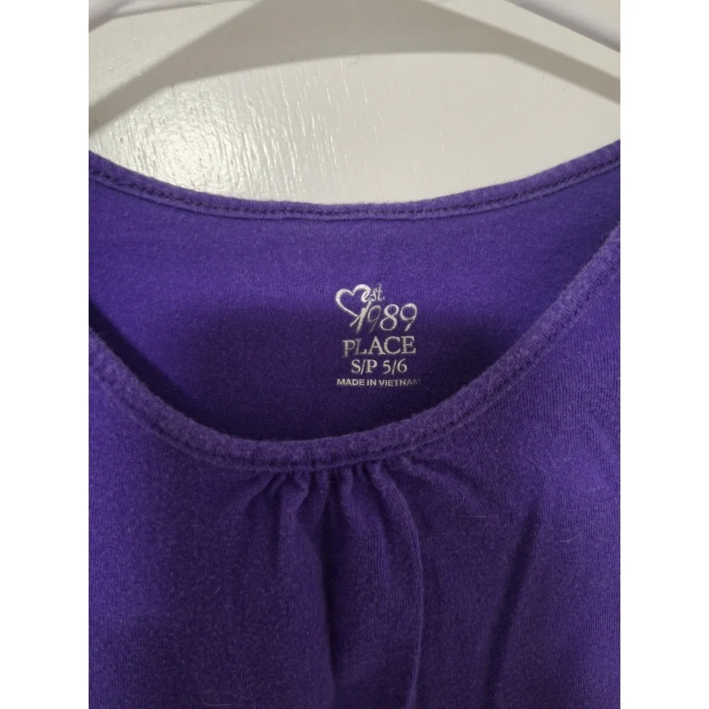 The Children's Place Girls Size 5/6 Purple Short Sleeve Cinch Neck T-Shirt